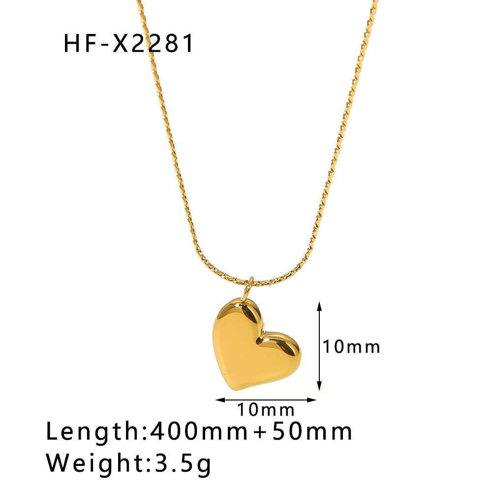 Wholesale Simple Style Special-shaped Heart Drop Zircon Lava Necklaces